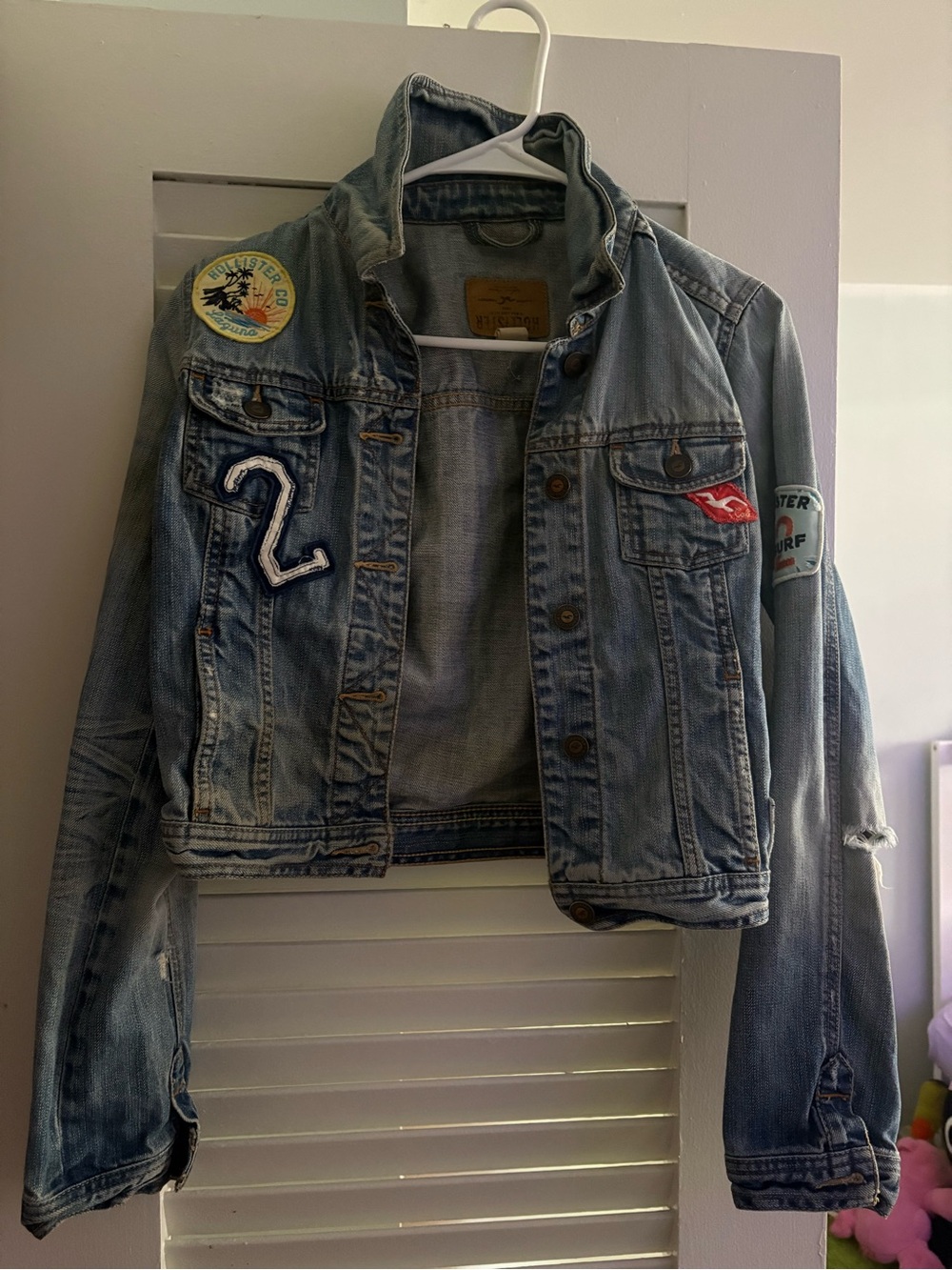 Hollister Light Blue Denim Jacket with Leather Logo Patch